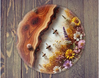 Wildflower Bee Glass Cutting Board: Decorative Kitchen Decor