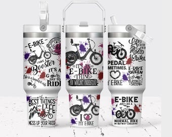 E Bike 30 oz Flip Straw Tumbler, Personalized Gift