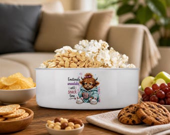 Cow Snack Time Enamel Bowl With Lid, Personalized Gift, 26 Or 40 Oz Size