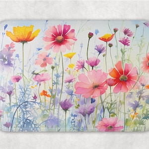 Wildflowers Floral Cutting Board, Choose From 5 Designs, Kitchen Decor, Housewarming Gift, Floral Design, Tempered Glass