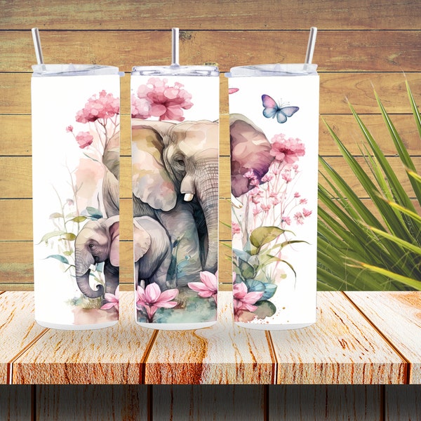 Add a Touch of Nature to Your Daily Routine with this Personalized Elephant Floral  Tumbler