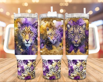 Leopard Stainless Steel Tumbler, 30/40 Oz, Personalized Gift