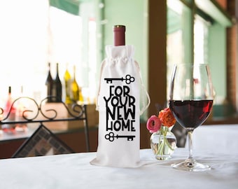 Personalized Burlap Wine Bottle Bag: New Home Gift