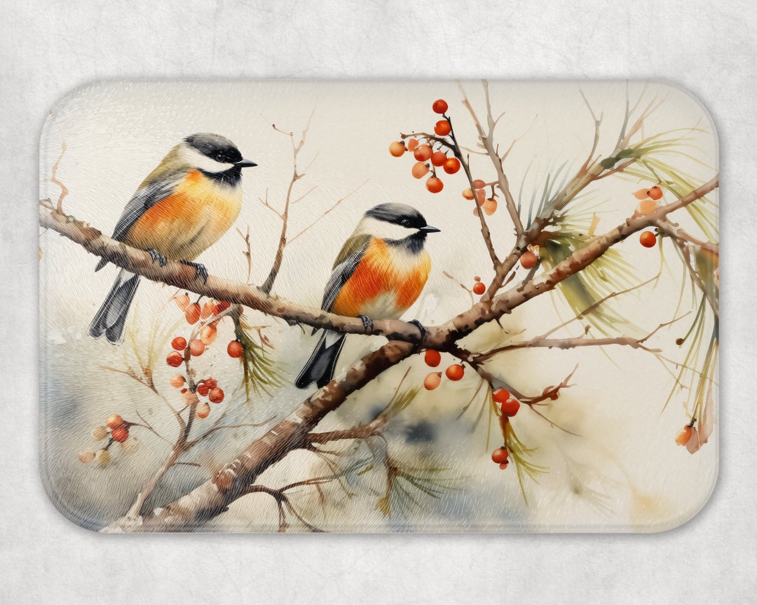 Chickadees Glass Cutting Board, 3 Size Choices, Kitchen Decor