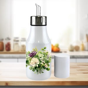 Personalized Irish Flowers Olive Oil Dispenser: Stainless Steel Cruet