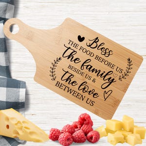Bless Bamboo Cutting Board, Personalized Gift, Kitchen Decor, Cheese Board, Housewarming Gift, Family Gift