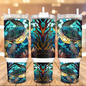 Sea Turtle Stainless Steel Tumbler: 40 Oz Personalized Beach Lover Gift
