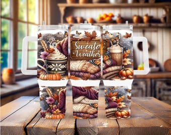 Sweater Weather, Autumn Tumbler | Stainless Steel | 30/40 Oz, Personalized