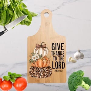 Personalized Bamboo Cutting Board: Give Thanks Kitchen Decor