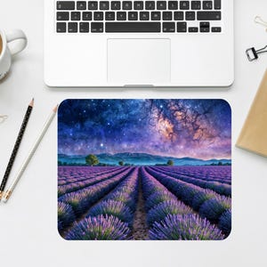 Lavender Fields Mouse Pad for Office, Personalized Desk Accessory, Custom Gift
