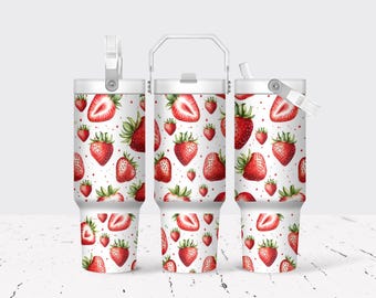 Strawberry Blossom Tumbler: 30 oz Stainless Steel Travel Cup