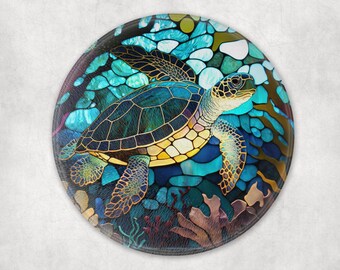 Sea Turtle Stained Glass Look Cutting Board: Personalized Kitchen Decor