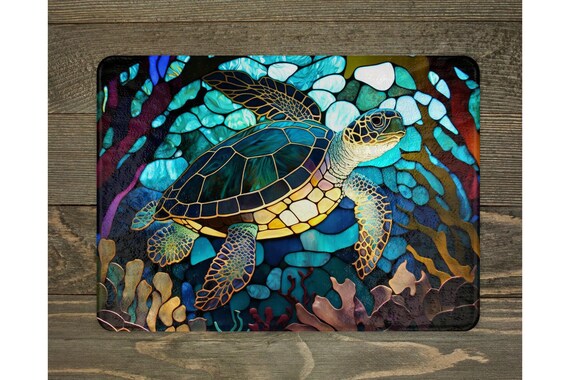 Tempered Glass Cutting Board: Sea Turtle Design - Coastal Kitchen Decor