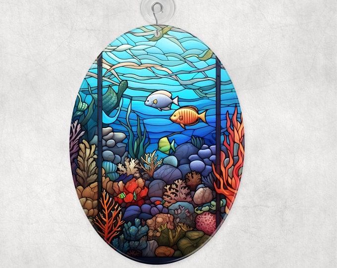 Blue Tang Stained Glass Window Cling Window Sticker Decal No Adhesive ...