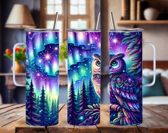 Owl Northern Lights Stainless Steel Tumbler, With Or W/O Handle