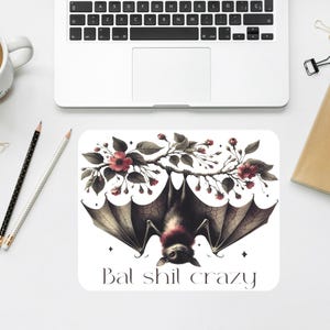 Funny Bat Mouse, Whimsical Desk Mat | Polyester Fabric | Rubber Base | Customizable | 9.6X7.9 In