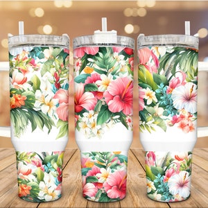 Beautiful Hibiscus Stainless Steel Tumbler, 40 Oz, Personalized Tumbler, Floral Gift, Double Wall Insulated Cup