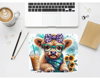 Highland Cow Mouse Pad: Personalized Desk Accessory