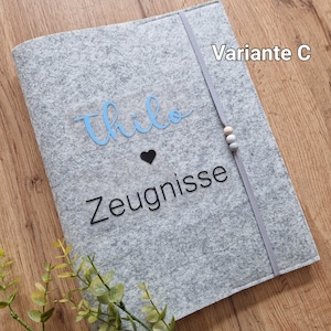 Zeugnismappe personalisiert Filzmappe Einschulung Schule inkl.Sichtbuch 20 Klarsichthüllen Geschenk Schulanfang Zeugnisse Bild 5