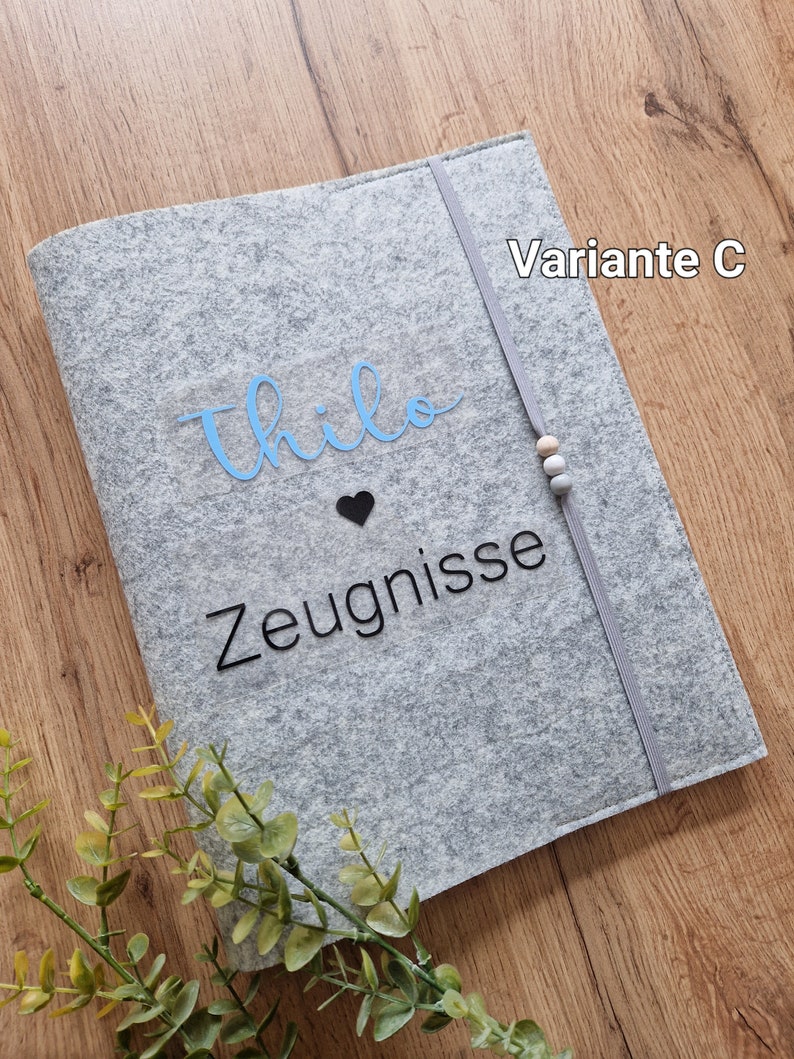 Zeugnismappe personalisiert Filzmappe Einschulung Schule inkl.Sichtbuch 20 Klarsichthüllen Geschenk Schulanfang Zeugnisse Bild 5