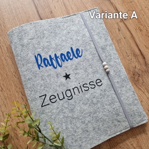 Zeugnismappe personalisiert Filzmappe Einschulung Schule inkl.Sichtbuch 20 Klarsichthüllen Geschenk Schulanfang Zeugnisse Bild 3