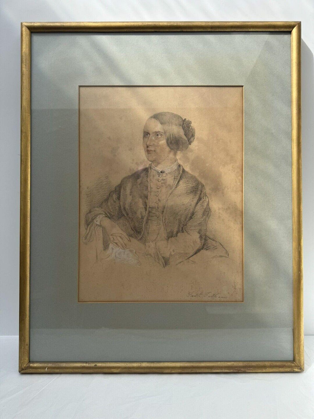Frederick Tatham 1849 Drawing Lady Portrait Antique Pencil Victorian ...