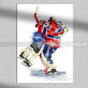 Jakub Dobes en Jaob Fowler 2026 Playoff-moment poster, aquarelkunst, cadeau hockeyfan