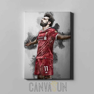 Mohamed Salah Impressão em tela, pôster Mohamed Salah Canvas Pronto para pendurar Arte de parede de Liverpool