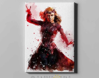 Scarlet Witch Canvas print, Scarlet Witch poster Wanda, Canvas Ready to Hang wall art