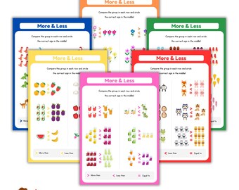 More & Less. Activity For Kids. Printable 10 page.