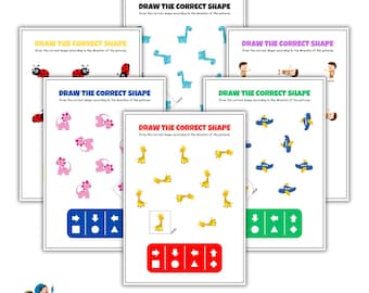 Draw The Correct Shape. Right Left Up And Down Game For Kids. Kindergarten, Back to School, Preschool Printable Pages.