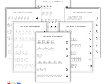 Count And Match. Activity For Kids. Printable 10 page.