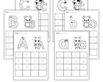 52 Alphabet Worksheet. Printable Pages. Back to School, Kindergarten, Homeschool, Learning Alphabet.