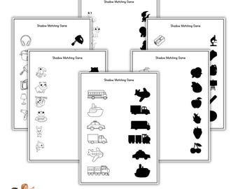 Shadow Matching Game. Activity For Kids. Printable 10 pages.