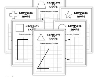 Complete The Shapes. Preschool, Kindergarten, Homeschool, Complete Activity, Educational Activity, Fine Motor Activity, Printable 20 page.