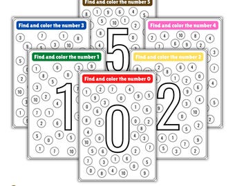 Find And Color Numbers. Printable 11 Page.