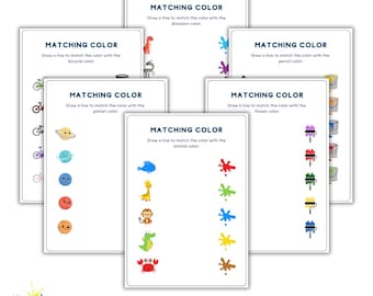 Matching Color. Activity For Kids. Printable 12 pages.