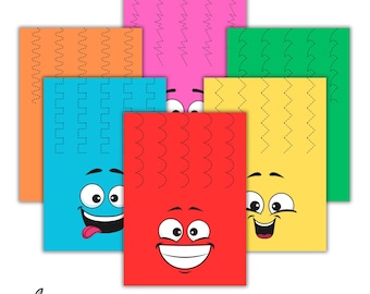 50 Page Haircut Activity. Scissor Skills, Cutting Worksheets, Cutting Strips, Scissors Worksheets, Fine Motor Activity, Tracing Worksheet.
