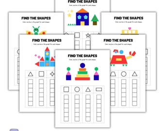 Find the Shapes. Back to School. Kindergarten, Preschool, Homeschool. Printable Pages. Shape Learning. Shape Worksheet. Printable 10 Page.