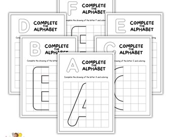 Complete The Alphabet. Printable 26 page.