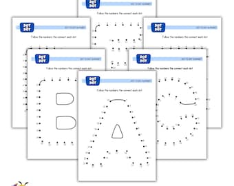 Dot to Dot Alphabet. Printable 26 Page.