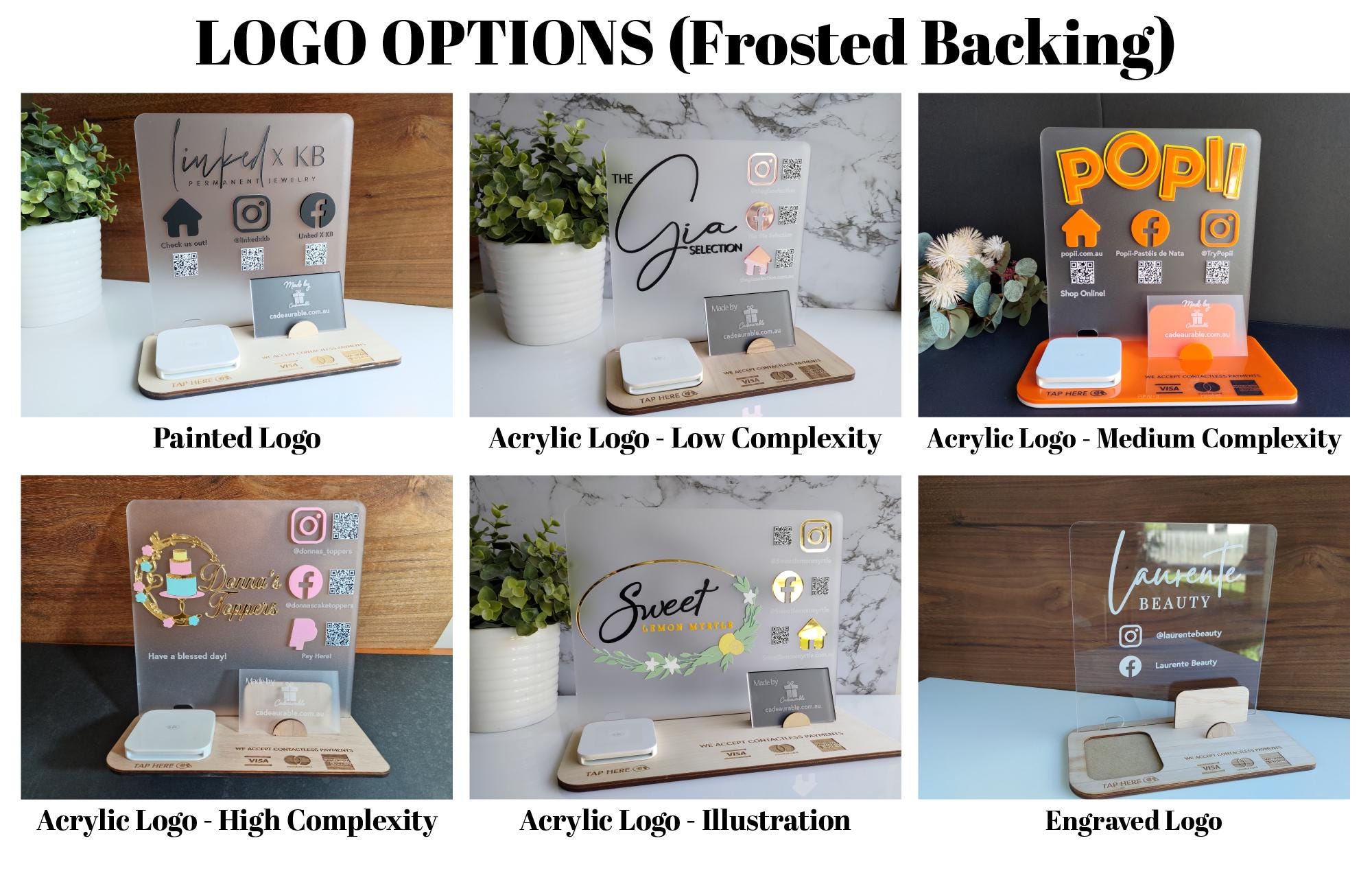 Frosted Social Media & Square Reader Holder Stand (acrylic and Wood ...