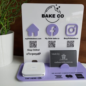 Solid White Social Media & Square Reader Halter Stand (Acryl) - Personalisierbar