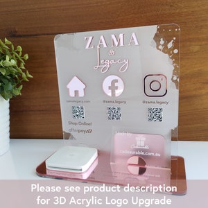 Social Media & Square Reader Halter Stand (Acryl) - Personalisierbar