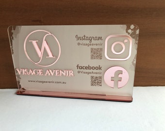 Business Social Media Plaque & Logo (All Acrylic) - Personalisable