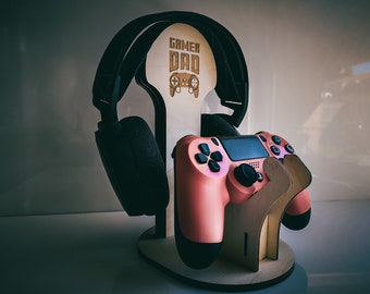 Support pour casque et manette (bois) - Mighty Gaming Tower