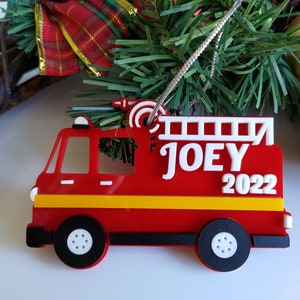 Multilayered Christmas Ornament (Acrylic) - Fire Truck - Personalisable