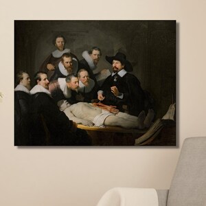 Rembrandt the anatomy lesson of dr. nicolaes tulp 1632 Canvas Wall Art Dinning Room Decor Rembrandt Wall Decor Canvas Art Paintings Canvas