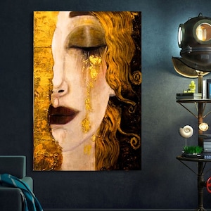 Freyas Tears Canvas Wall Art Golden Tears von Anne-Marie Zilberman Gallery Wrapped Giclee Wall Art Print Gustav Klimt Museum Ausstellung Geschenk
