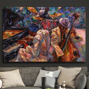 抽象ジャズアート、アフリカ系アメリカ人アート、ジャズアート、音楽ウォールアート、ミュージカルウォールアート、ジャズクラブ、ジャズシンガー、ミュージシャン、サックス、ピアニスト、